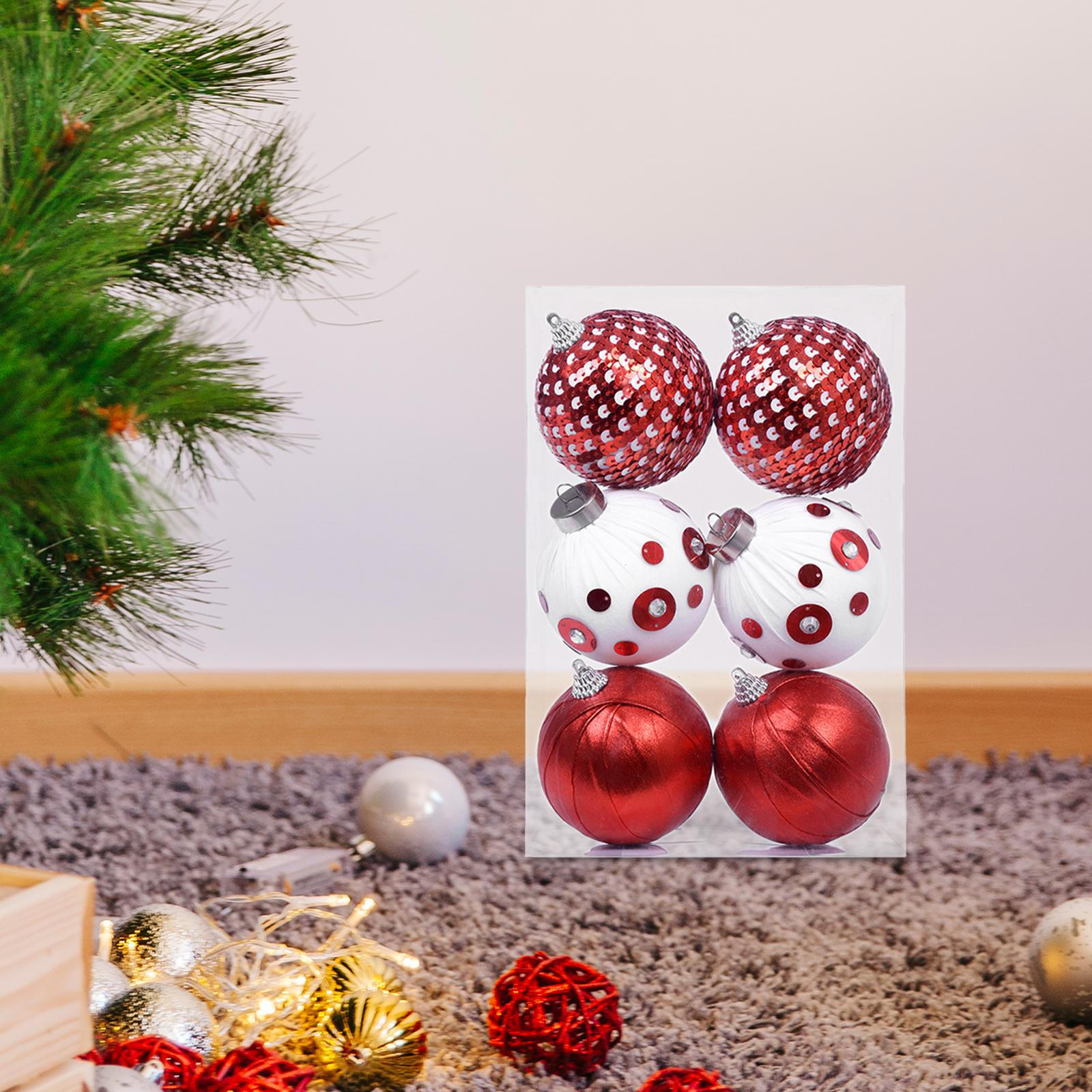 

6 штук Рождественские шары украшения для вечеринки украшения для рождественской елки для дома red and white