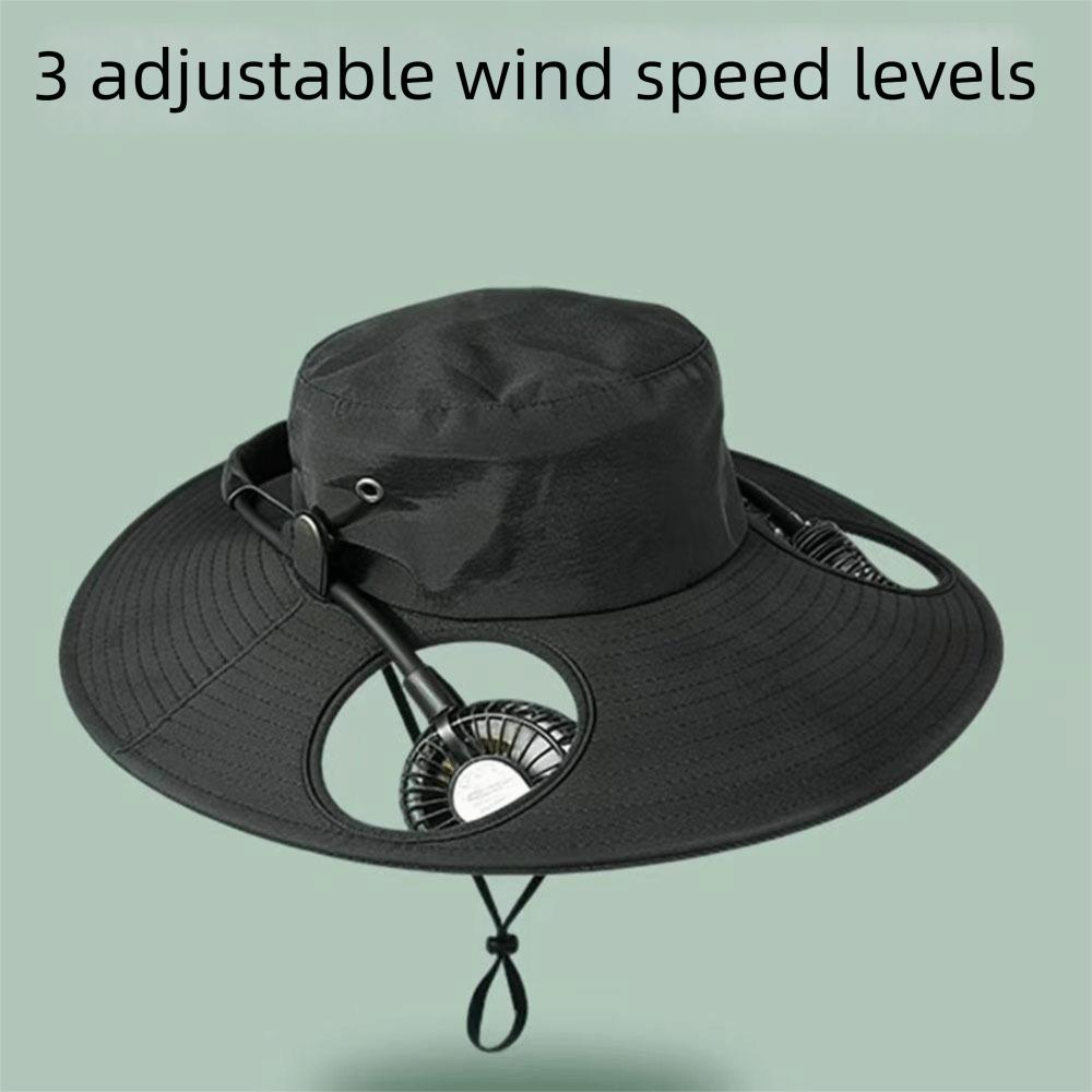 Adjustable Wide Brim Sun Caps Built-in Fan Bucket Cap with Fans Cooling Fisherman Hat Hiking