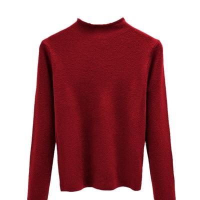 Half Turtleneck Knitted Base Shirt for Women New Autumn and Winter Thin Solid Color Inner Long-sleeved Top