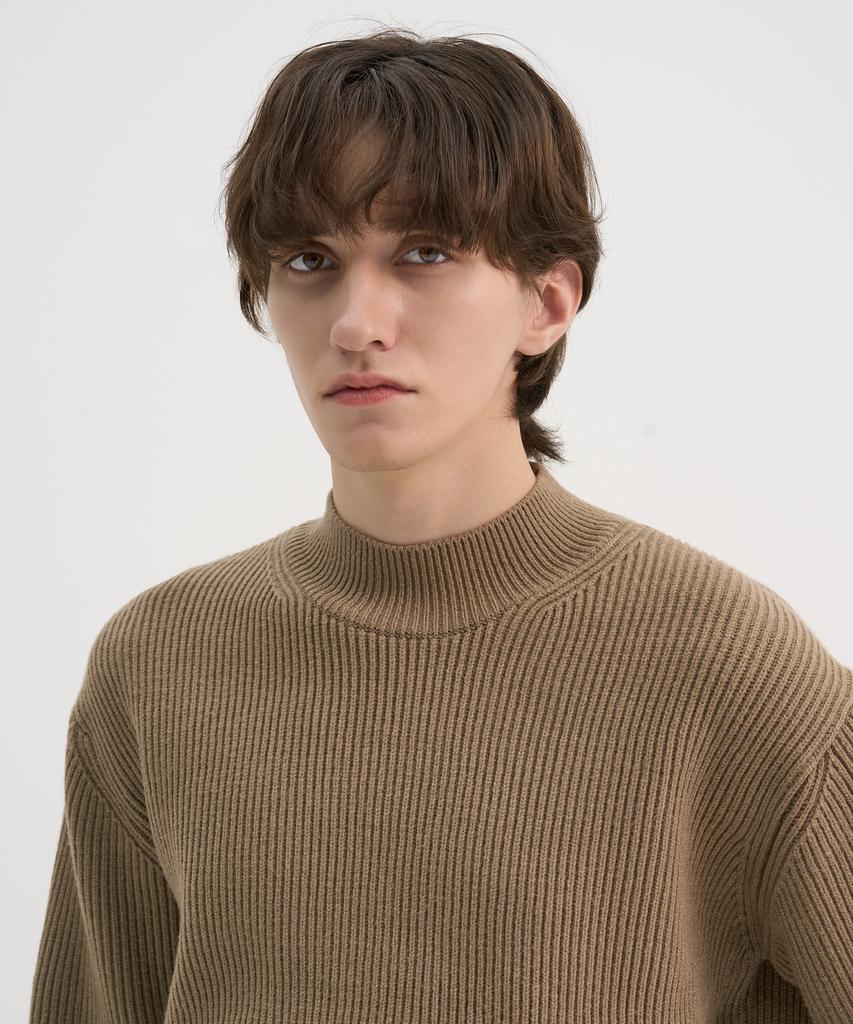 TRIP LE SENS Basic Mock Neck Over Knit (Man)_Brown