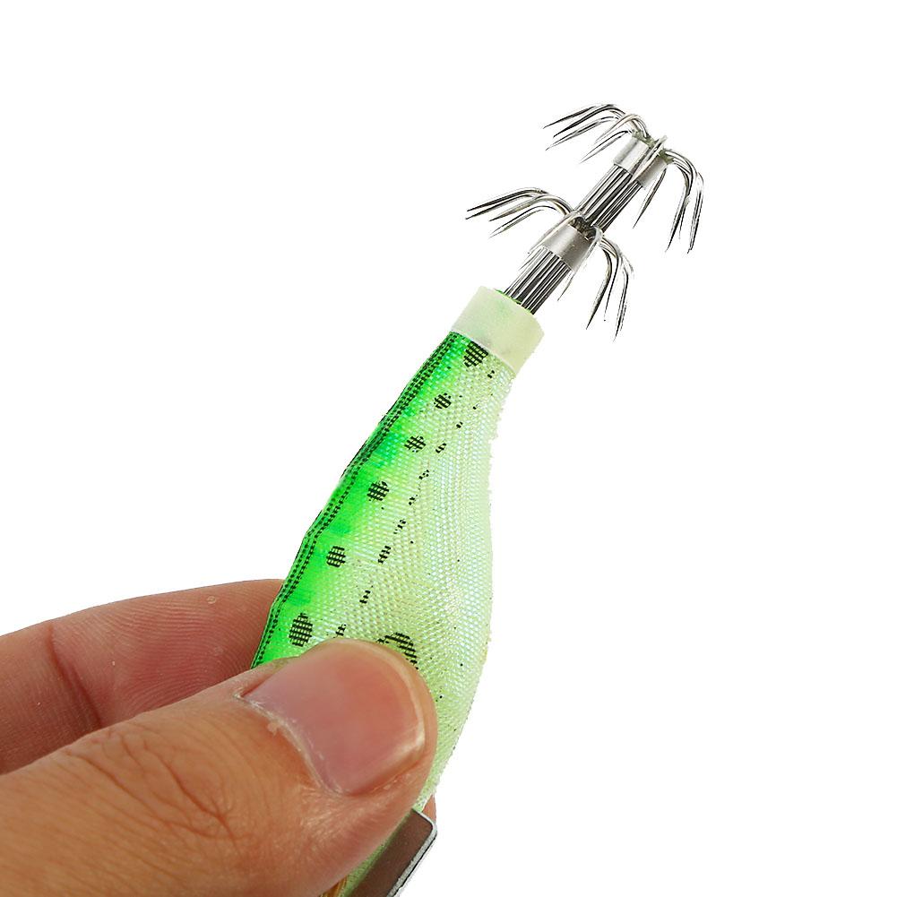 Luminous Glow In Dark Night Artificial Squid Jig Lifelike Fishing Bait Hook Fishhook Lure Green