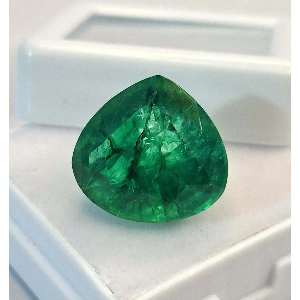 9-11 Ct Natural Green Emerald Colombian Pear Cut Beautiful Certified Gemstone