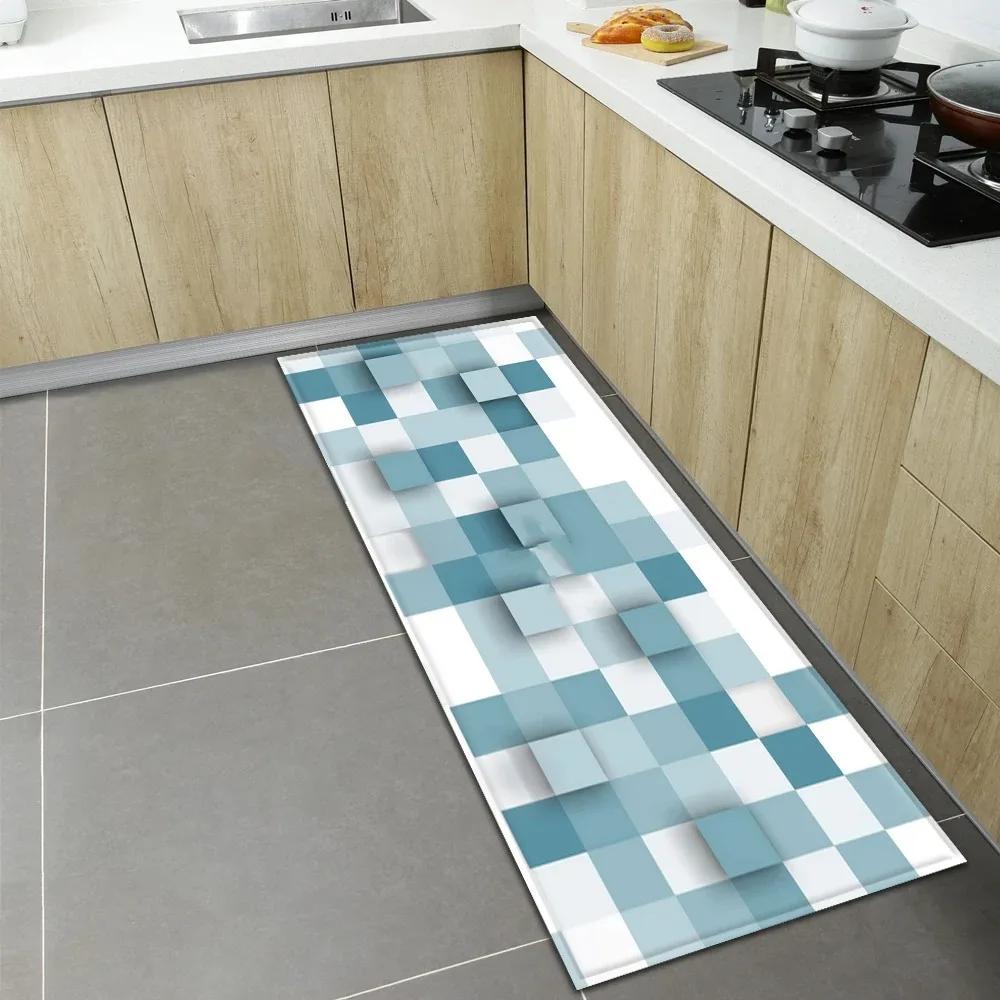 Geometryczny Kwadratowy Wzór Domowa Mata Podłogowa do Kuchni Dekoracja Przed Drzwiami Mata Podłogowa