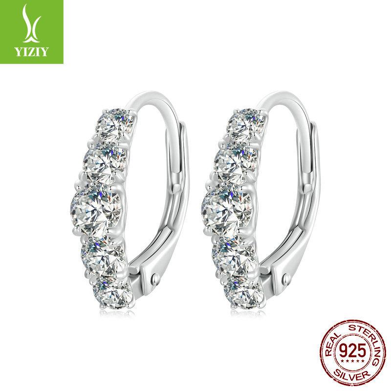 Simple Classic Shining Moissanite Ear Buckle Lady, Elegant And Confident S925 Sterling Silver Earrings Earrings