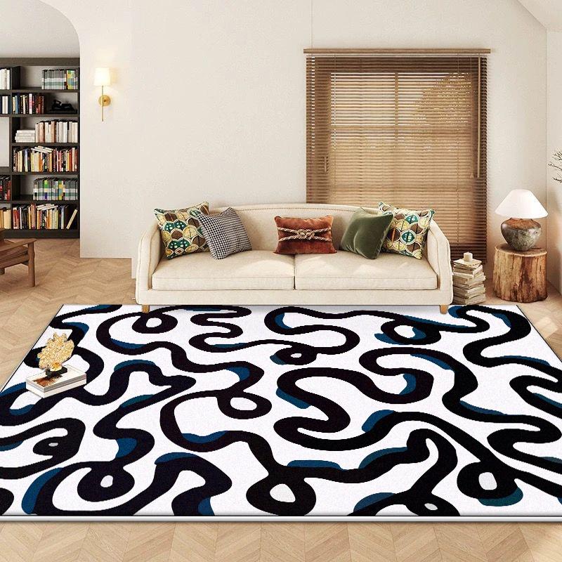 

Modern Geometric Abstract Living Room Carpet Foldable Washable Bedroom Bedside Soft Rug Decoration Home Large Area Mats Non-slip 60*90cm