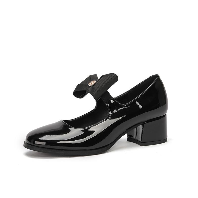 

Женские туфли Мэри Джейн, новые весенние модные универсальные туфли в британском стиле с круглым носком и неглубоким горлом, женские одинарные туфли 40 чёрный