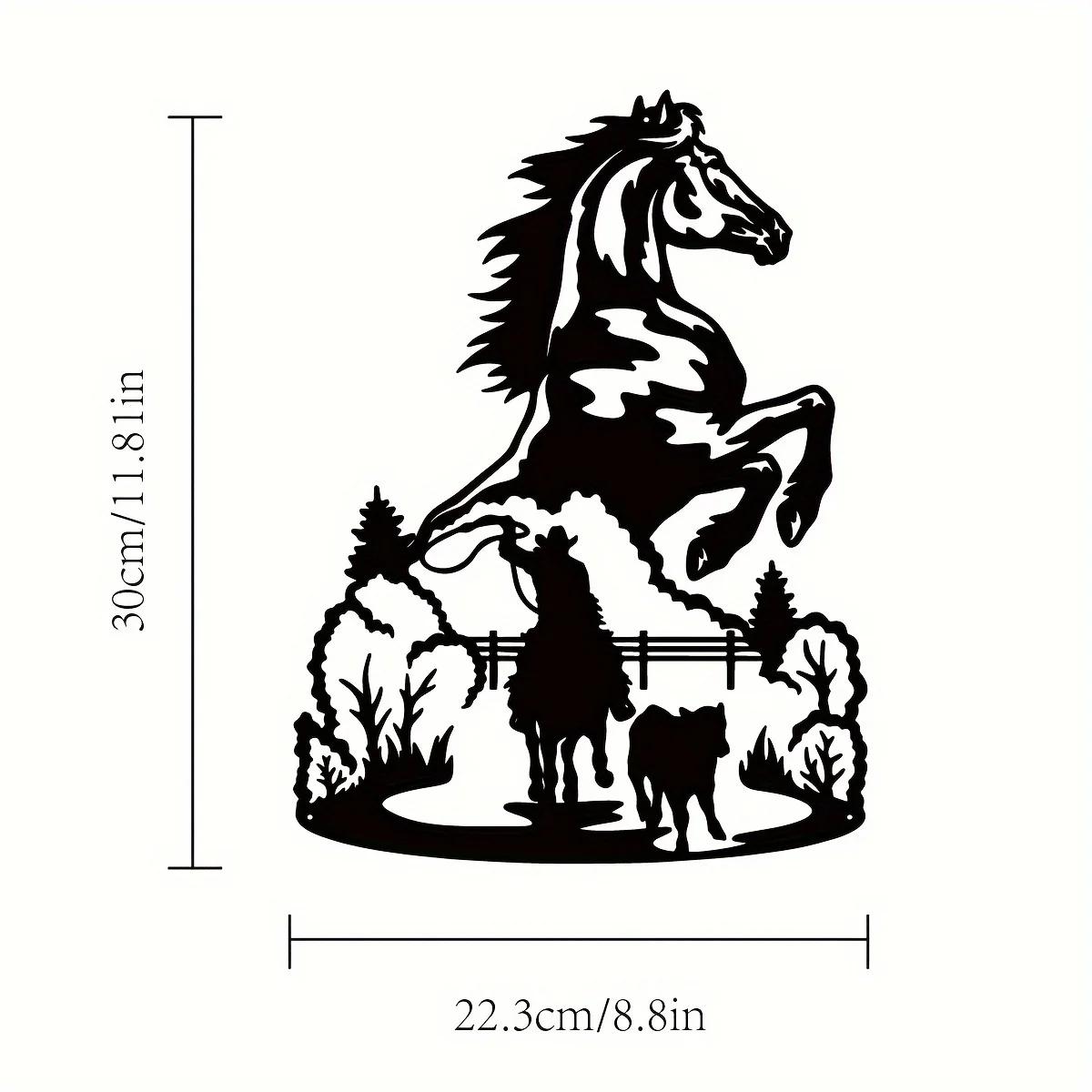 

Металлическая настенная живопись «Лошадь и ковбой» в деревенском стиле с ковбойским знаком для декора комнаты, идеально подходит для фермерского дома и дома, стильное украшение на тему лошадей светло-серый