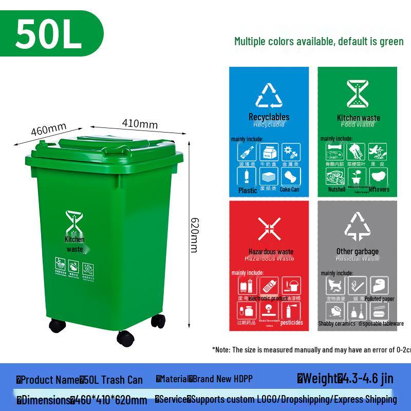 Large Capacity Trash Can with Lid and Foot Pedal for Residential or Commercial Use, Suitable for Outdoor Waste Sorting