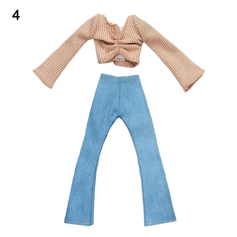 30CM Doll Clothes Suit Fashion Tops Sweater High Waisted Jean Pants Vest Skirt Set For 1/6Bjd Dolls Accessories Kids Toys