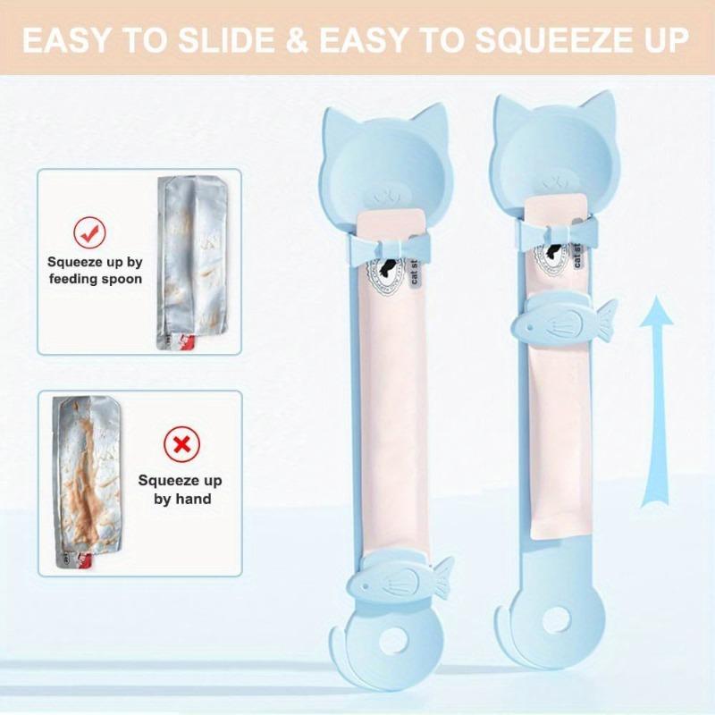3pcs Cat Squeeze Treat Spoon, PP Portable Slow Feeder for Wet Food
