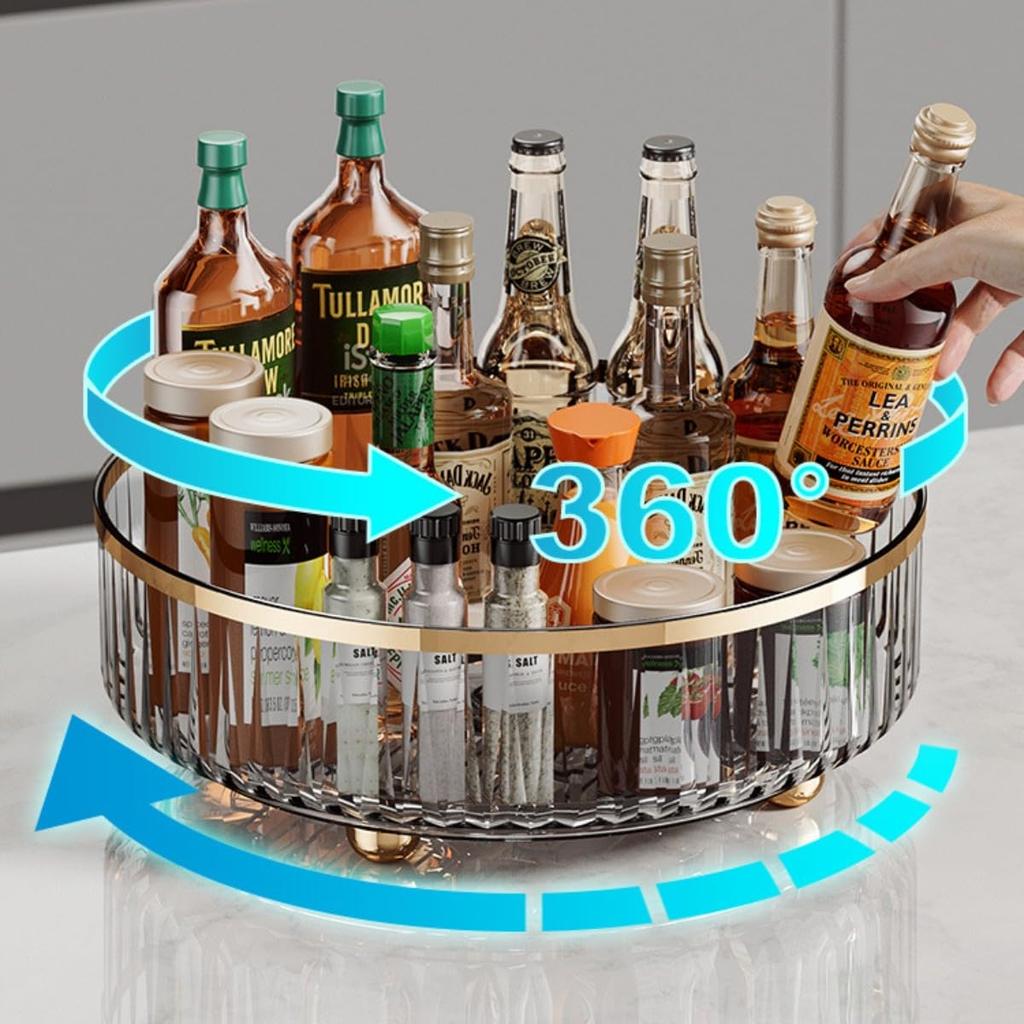 Spice Seasoning Kitchen Tabletop Rotating Cosmetic Seasoning Tabletop Kitchen Large Stylish 27cm Diameter x 8cm Rack, 360° Rotating, Single-Layer,