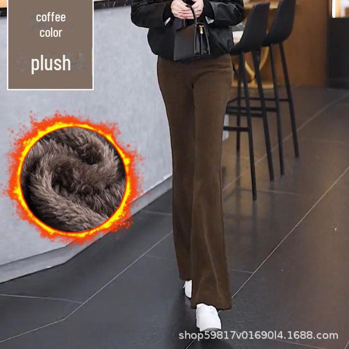 2024 Autumn/Winter Velvet High Waist Slim Flared Pants