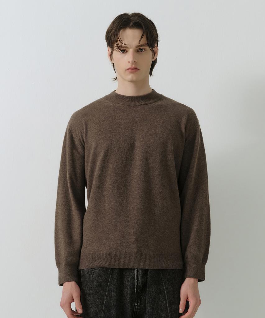 Dibeullu Standard Merino Wool Mock Neck Knit Ash Brown