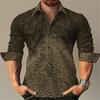 Men's T-shirt Suit Button Shirt Half Splicing Trend Geometric Flower Clear Pattern Soft and Comfortable Shirt Clothing