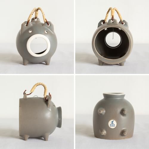 Kamoshika Werkzeugladen Mückenspiralenhalter/Etui - Schweineförmiger Keramik-Mückenspiralenhalter - Banko-Keramik, Hergestellt in Japan (Klein, Weiß)