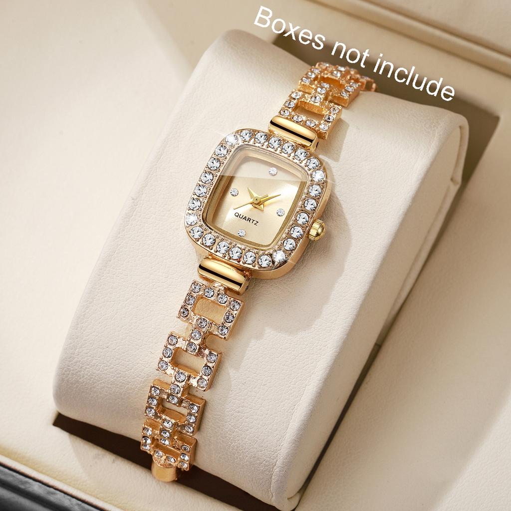Women's casual fashion diamond studded square women's watch with adjustable bracelet