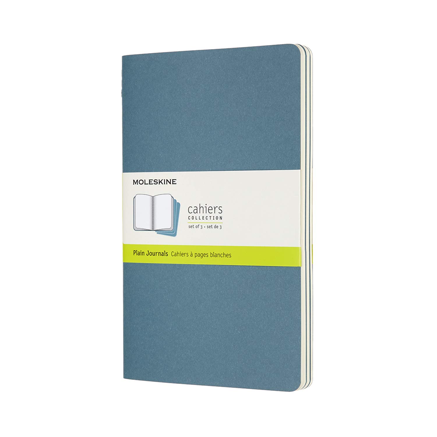 

Moleskine Notebook Cahier Journal Set of Large Brisk Blue CH018B44 3, Plain, Size,