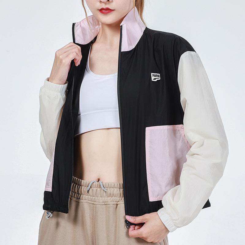 Puma Spalva Block Stand Collar Striukė Moteriška striukė Juoda 532726-01