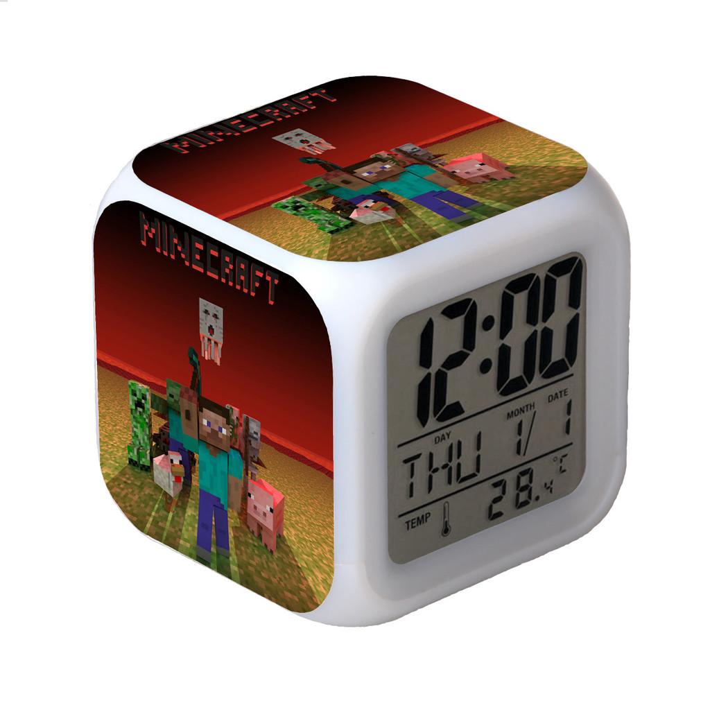 Minecraft Alarm Clock Led Night Light Colourful Changing Desktop Decoration