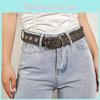 Fashion Unisex Canvas Belt Metal Hollow Long Buckle Belt Black Edge Full Hole Belt