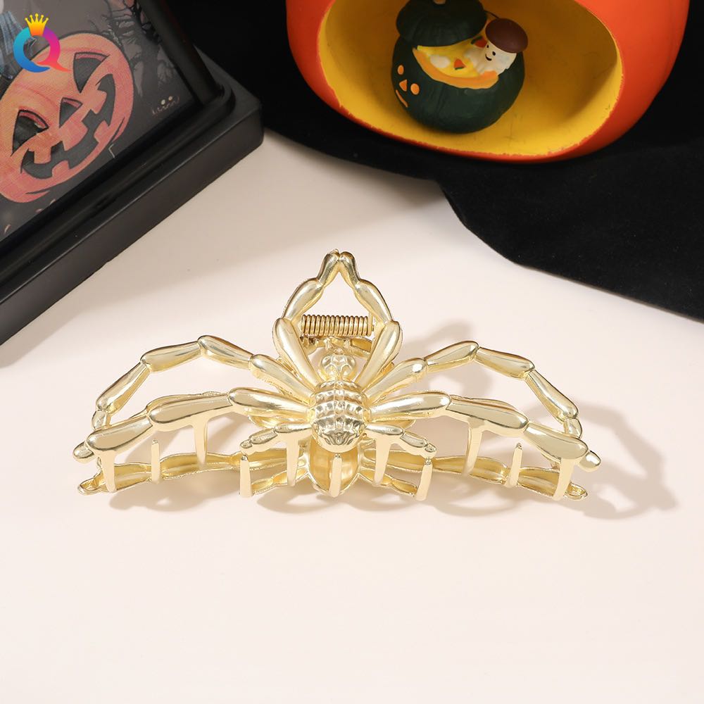 1 Pièce Halloween Pinces à Cheveux Araignée Noire avec Design de Charme Perle, Pinces à Cheveux Métal Gothique Punk Maintien Fort Accessoires Cheveux