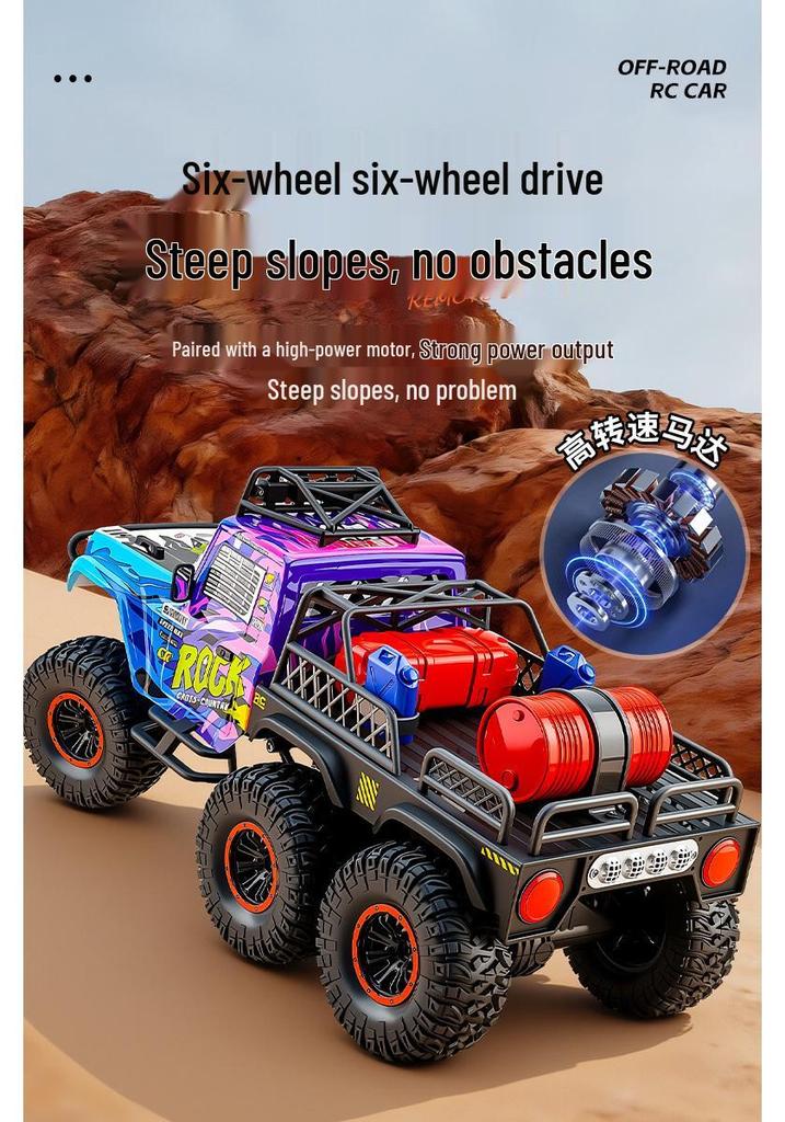 Six-Wheel Remote-Control High-Speed Off-Road Climbing Car with Lights & Music - Large Toy for Kids/Boys