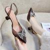 Fashion Transparent sandals for women summer new style fairy style baotou rhinestone bow strap high heels
