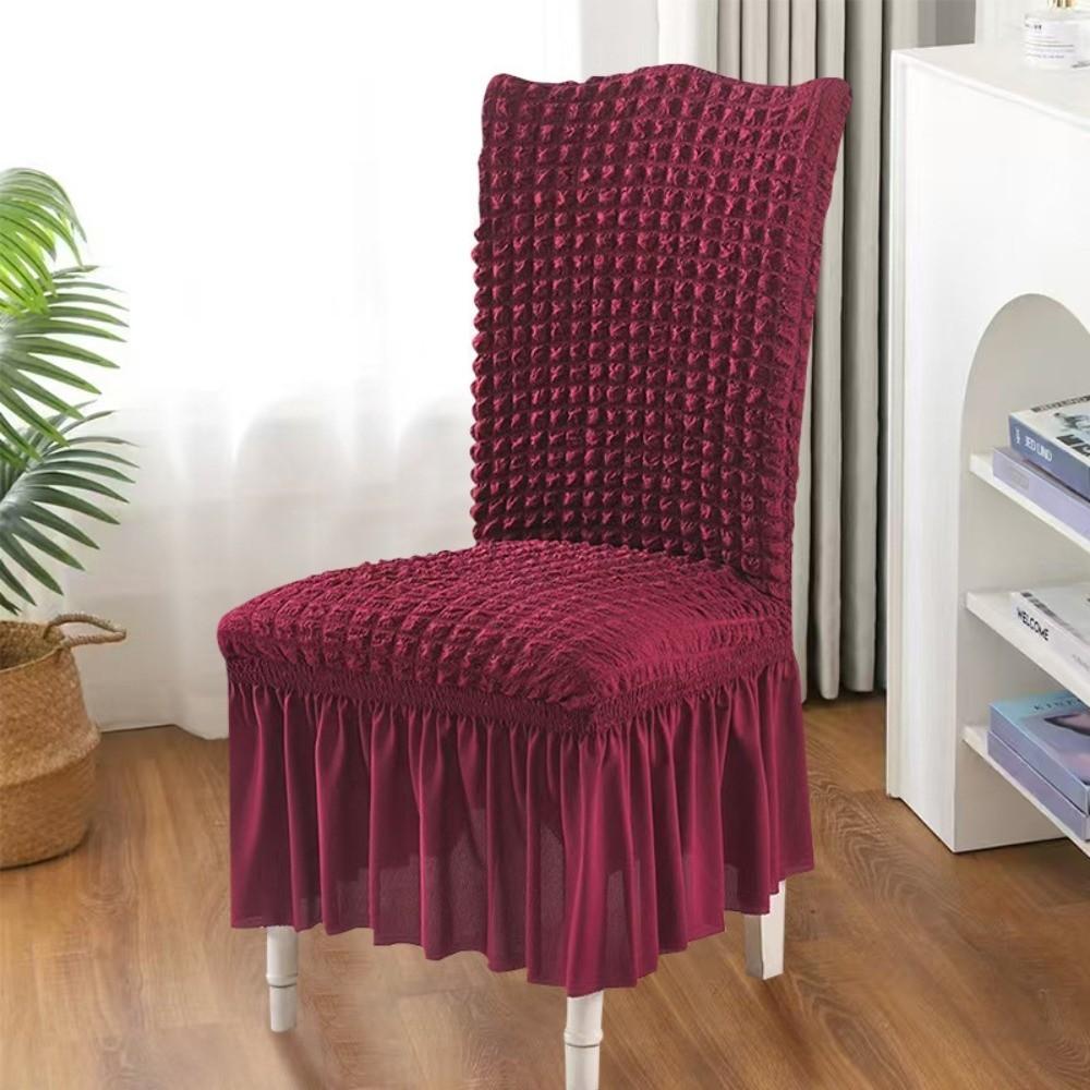 Seersucker Stretch Puff Chair Cover Long Skirt Universal Chair Slipcover Removable Elasticity Backrest Chair Case Home Use