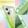 For iPhone 16 Plus Case Gradient Feather Pattern PC+TPU Phone Cover Built-In PET Screen Film