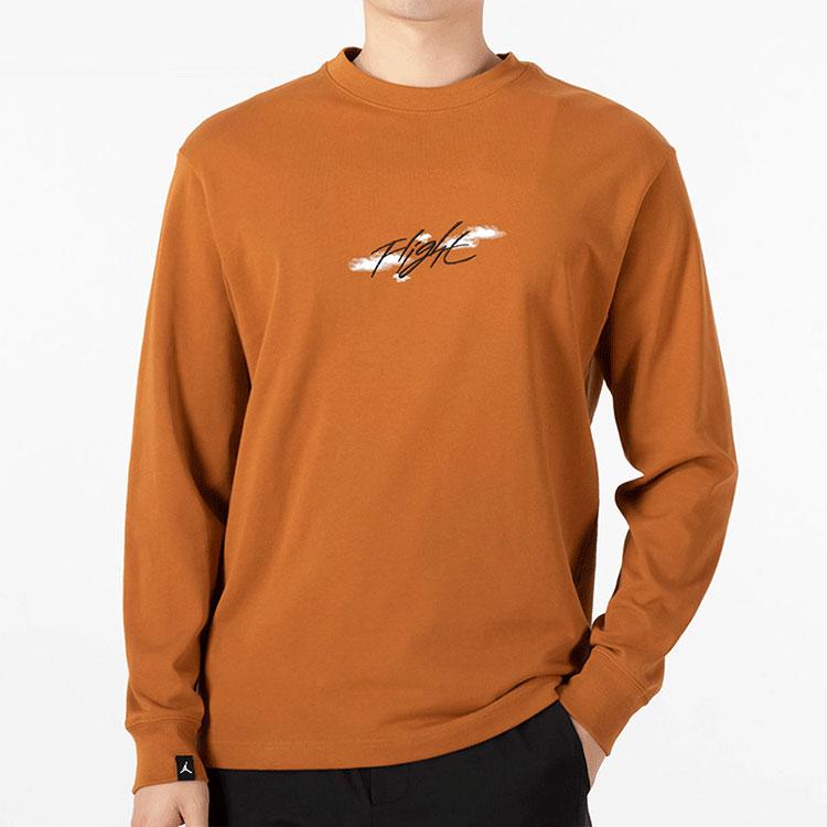 Jordan SS22 Print Long Sleeve Crewneck Sweatshirt Men Tops Khaki DH8963-241