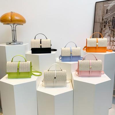 Candy Color Splicing Retro Texture New Style Trend Contrasting Color Fashion Casual Temperament Crossbody Small Square Bag