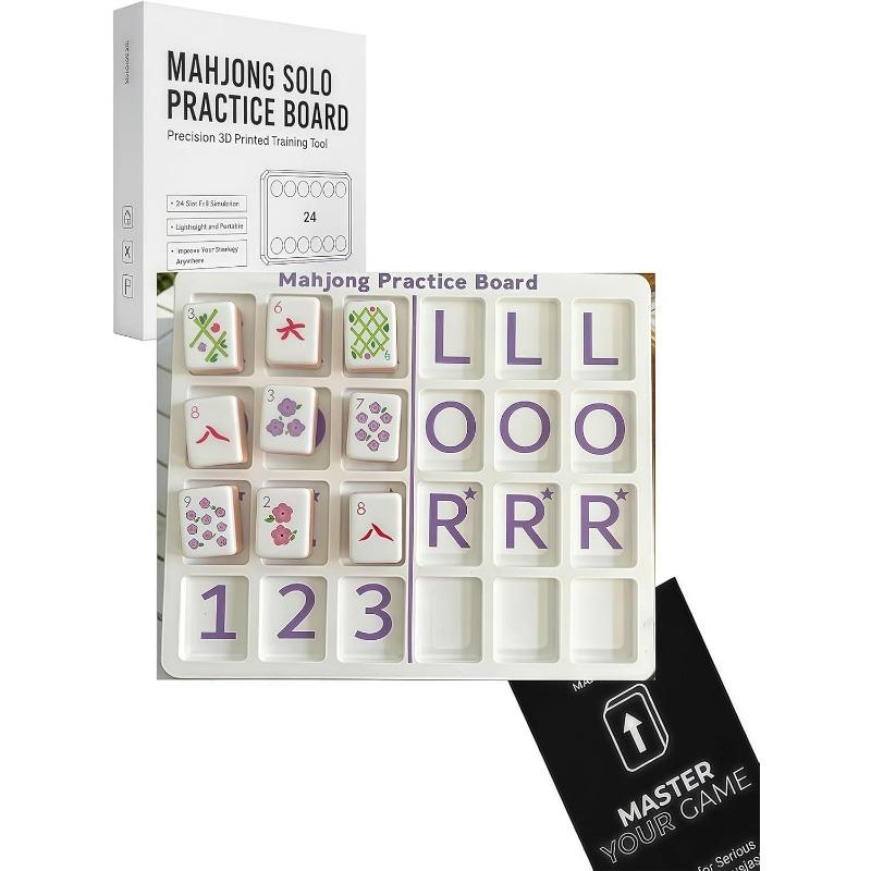 Mahjong Solo Practice Board, Compatible with American Mahjong Tiles with 24 Slots, 3D Printed Portable Mahjong Practice Board for Strategy Training
