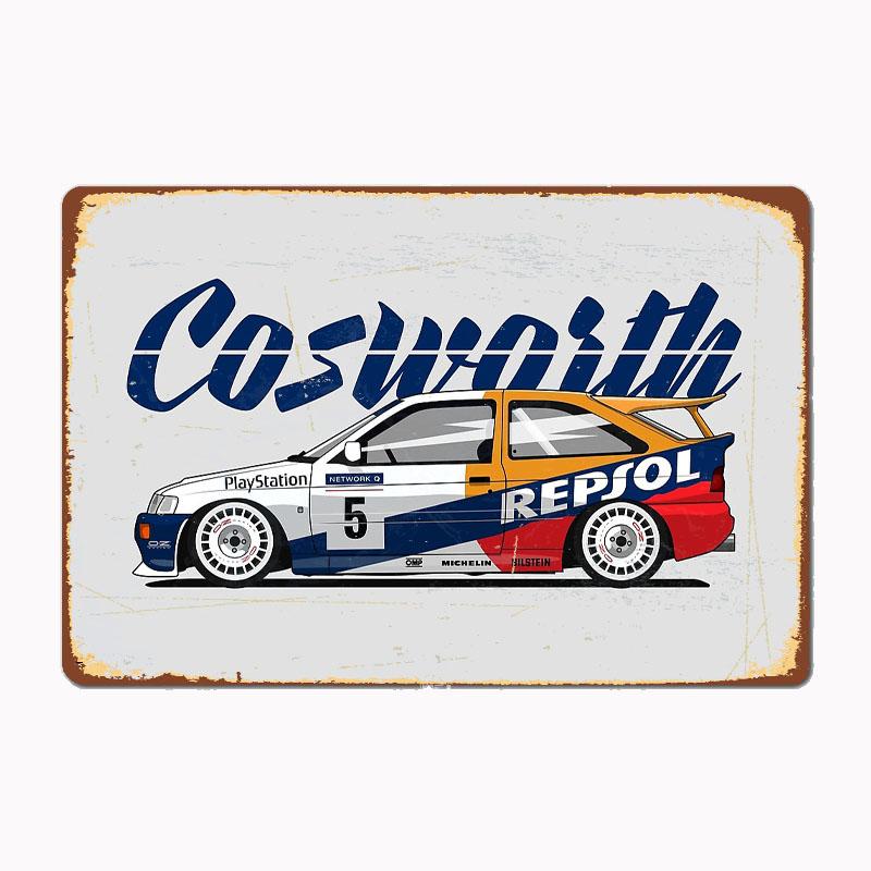 Sierra SIERRA RS500 COSWORTH LEGEND Автомобиль Винтажный Металлический Постер Знак Клуб Кастомный Для Помещений Настенный Жестяной Знак Декор Комнаты Домашний Декор 20x30cm（7.8x11.8inch）