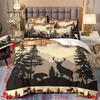 Retro Bettwäsche-Set Wald Bär Hirsch Druck Bettwäsche-Set Weiche Bequeme Bettbezüge Für Schlafzimmer Gästezimmer