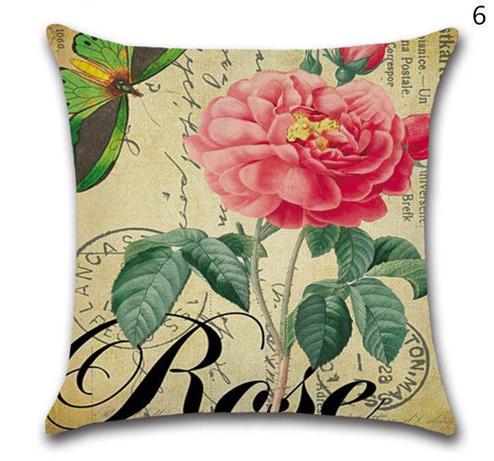 Premium Quality Tropical Feuilles Cushion Cover With Vintage Floral Design For Sofa
