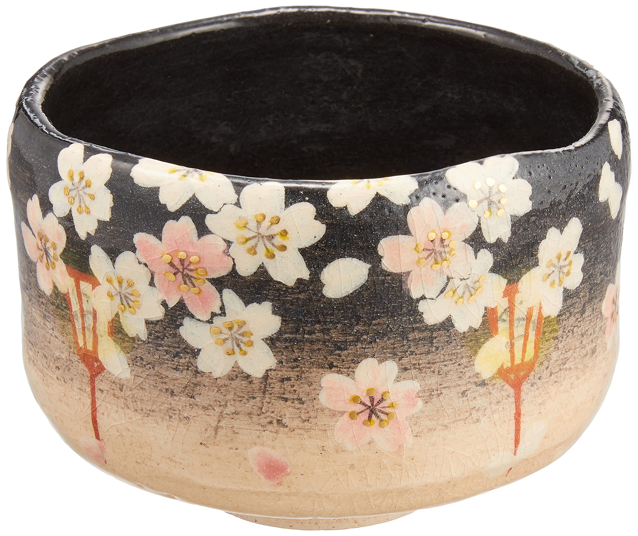 

Rakuiri Kiln Matcha Bowl Evening Cherry try740 Kyoto-yaki, Kiyomizu-yaki, (Paulownia Box) Blossoms,