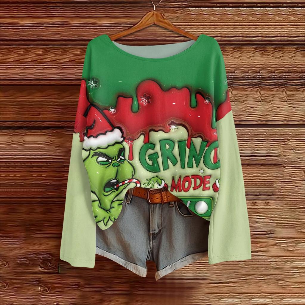 Long Sleeve Shirts For Women Printed Tees Blouses Casual Plus Size Basic Tops Pullover