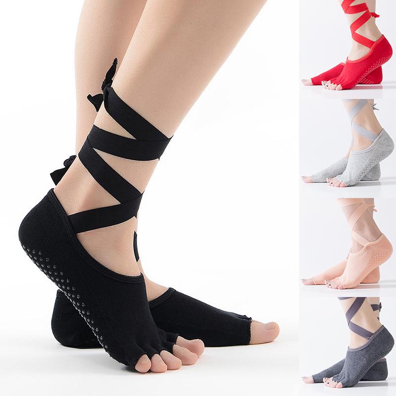 Buy 7 Styles Graceful Female Lace Up Antiskid Dancing Yoga Toe Socks at