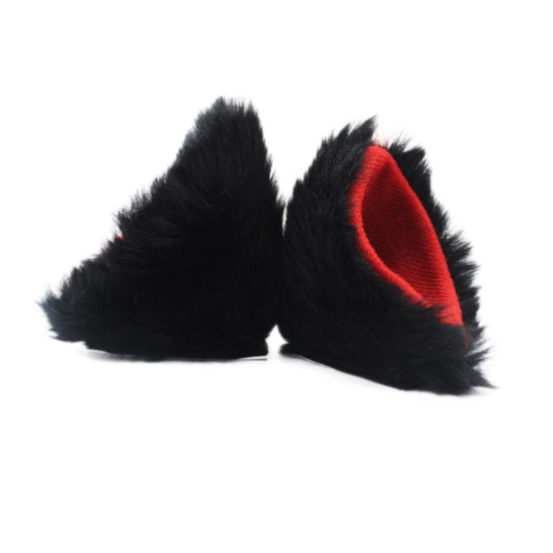 Lot de 2 Accessoires Oreilles de Chat en Fausse Fourrure pour Casque, Oreilles de Chat en Peluche Amovibles, S'adapte aux Casques de Moto/Vélo Électrique/Ski, Décor Mignon as the picture black