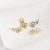 14K Gold Plated Cubic Zirconia Four-Leaf Clover Mini Pendant Charm