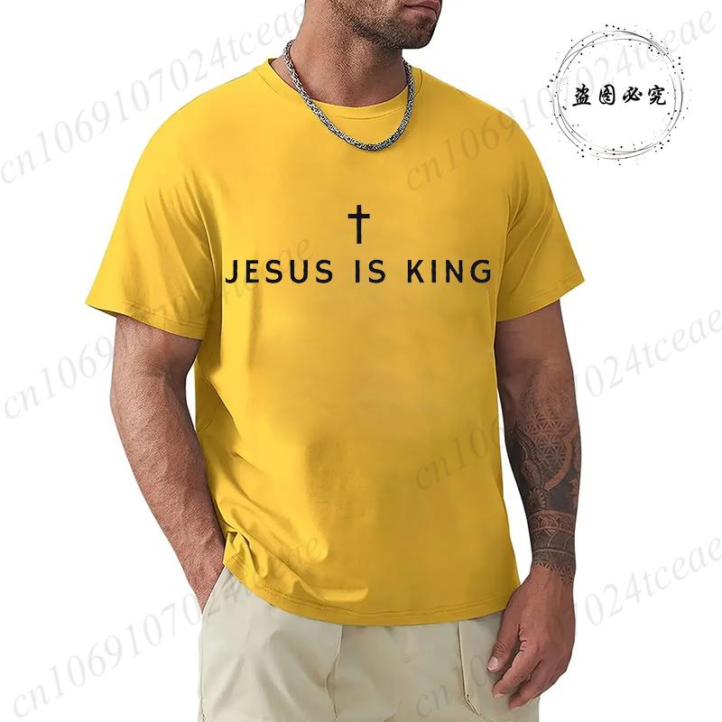 Herren T-Shirts Oberteile Jesus Ist König Shirt Christlich Lustige Herren T-Shirts Minimalistische Christliche Grafik Y2k Oberteile Hipster Trendige Kleidung