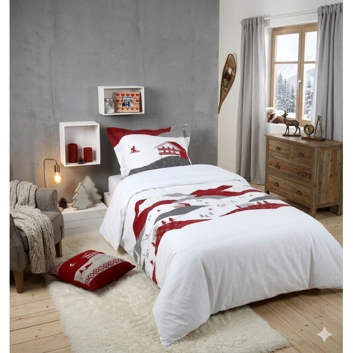 Housse de couette + 1 taie 140 x 200 cm Albiez montagne