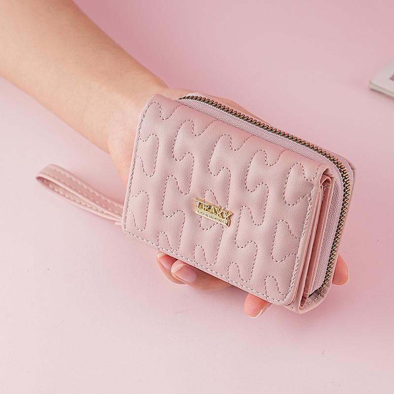 

Весенний женский универсальный кошелек, короткий, многокарточный женский кошелек Zero розовый