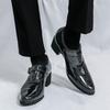 Men's Business Leather Shoes Large Size New Fashion Trend High Heel Outer Heightening Patent Leather Glossy Dress Shoes