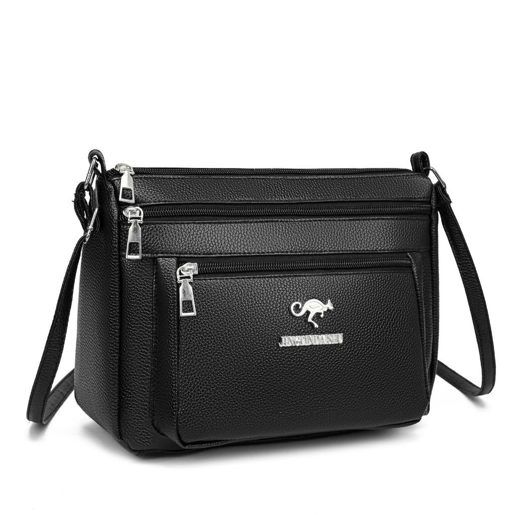 Kangaroo Womens Pattern Single Shoulder Crossbody Bag Black Bags Decoration