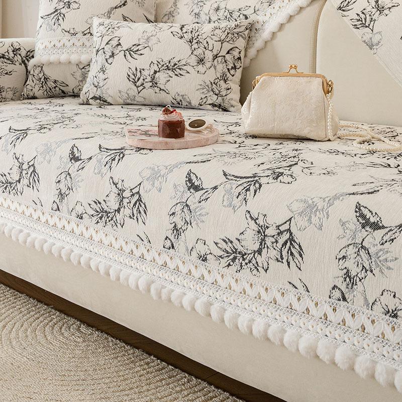 French Sofa Cushion Light Luxury High-End Non-Slip Seat Cushion All-Season Chenille Cover Cloth Towel  New