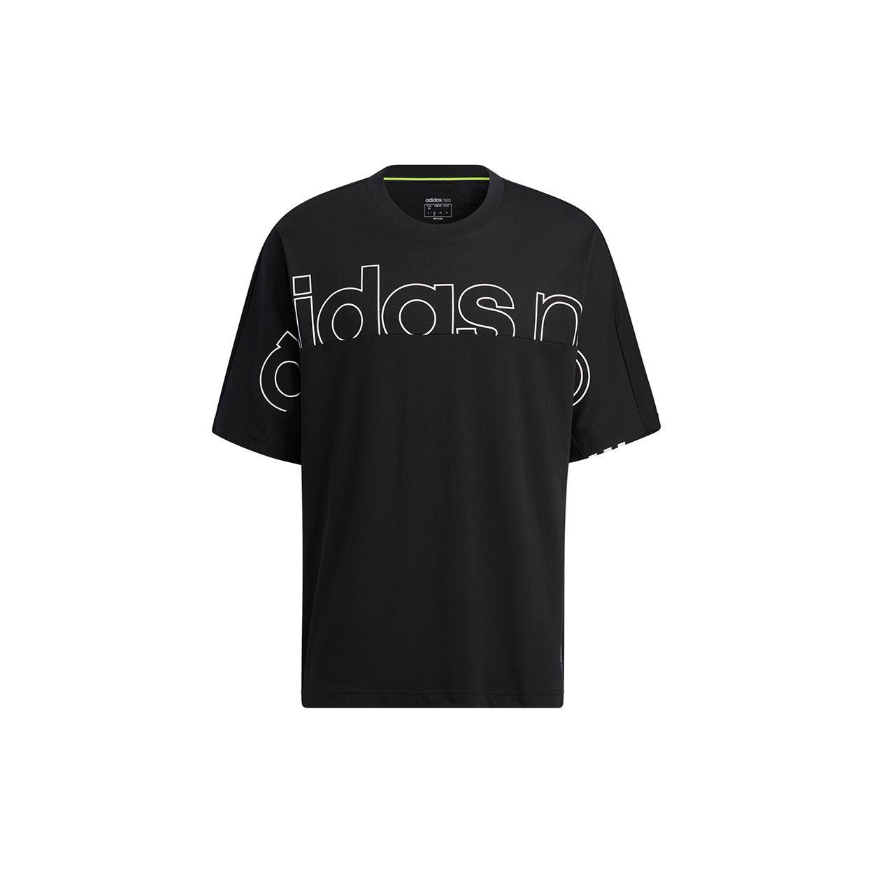 adidas neo M Brlv Tee2 Casual Sports Round Neck Short Sleeve Black Men s H59450 M