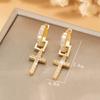 Zircon Cross Dangle Earrings For Women Girls Stainless Steel Cross Earring 2025 Trending Couple Wedding Aesthetic Jewelry Aretes