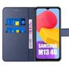 Case for Samsung Galaxy M13 + 2 Tempered Glasses - PU Leather Flip Case Anti-Scratch - Navy Blue