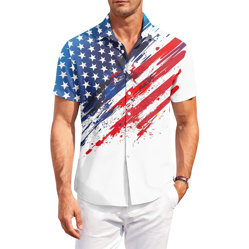 Men's Casual Short-Sleeve Collared Shirt